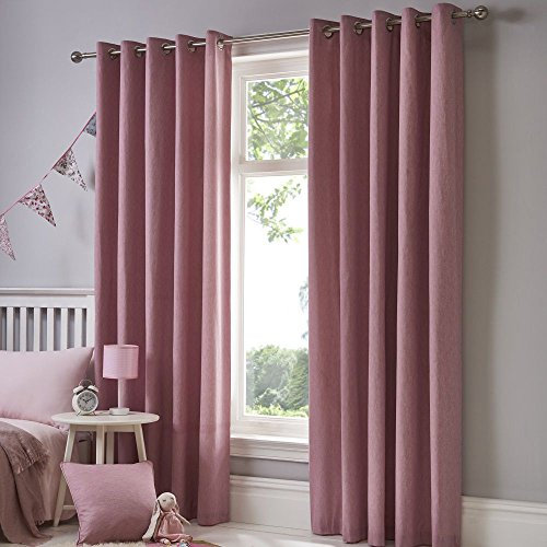 Fusion Blush W66 x L72 Eyelet Curtains-100% Cotton Bedroom/Living Room-Pink Door Curtain-Thermal Drapes/Window Treatment-Sorbonne Collection, Fabric, 66 Width x 72 Drop (168 x 183cm)