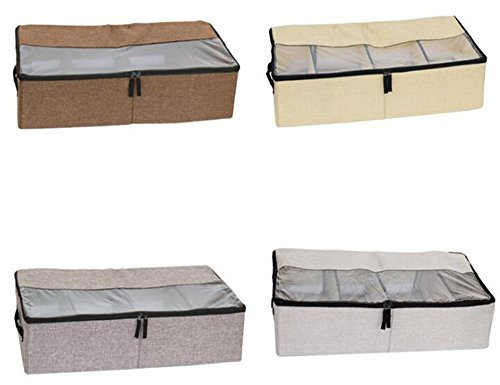 zoomlie Multifunktionale Schuhtasche Faltbare Schuhbox Staubdicht Feuchtigkeit Dicker Stoff Transparente Aufbewahrungsbox 58 x 30,5 x 14 cm, Hellgrau