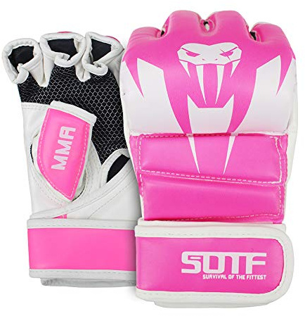 SOTF Punching Gloves for Adults MMA Training Glove Men Fight Boxing Gloves Open Fingers Women Pink