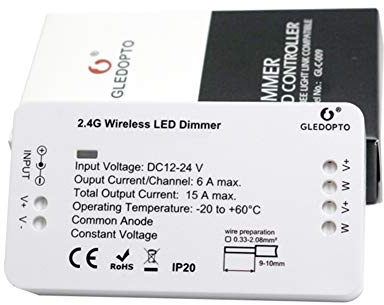 TANSHOP Controller strip strip LED ZigBee, unità di controllo dimmer per strisce luminose LED 12-24V, ballast ZigBee Light Link ZLL, compatibile con HubBridge, Amazon Echo Plus, Lightify