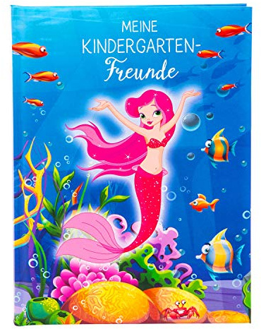 goldbuch 43270 Kita Freundebuch A5 Meerjungfrau, Buch 15 x 21 x 1,5 cm | Hardcover Freundschaftsbuch mit Kunstdruck-Motiv Meerjungfrau und 84 illustrierten Seiten zum Ausfüllen, Made in Germany