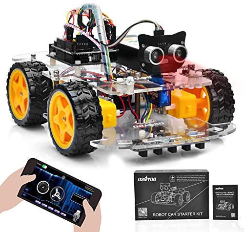 OSOYOO Roboter Bausatz programmierbar kompatibel mit Arduino UNO – Lernroboter Kit ab 14 Jahren, inkl. Bluetooth & Wi‑Fi, Line Tracking, Hindernis‑Vermeidung, App steuerbar