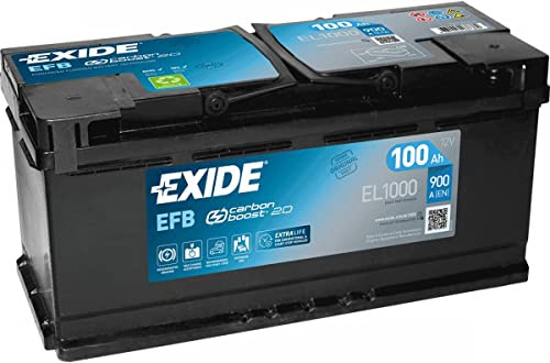 EXIDE EL1000 EFB Autobatterie/Starterbatterie 100Ah 12V 900A EFB DIN/ISO L5 Kompatibel mit AUDI A4 Avant 8K5, B8 A6 Avant 4G5, 4GD, C7, BMW 3 Touring E91 3 Limousine E90 5 Touring F11
