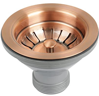 Copper Kitchen Sink Stopper Replacement for 3-1/2 Inch Standard Strainer Drain, Solid Brass with Post Styled Basket - Match with Akicon Faucet