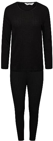 Daisy Dreamer Girls Thermal Set Long Sleeve Top & Pants Sets Warm Winter Tops Pant Bottoms For Children, Black 9-11 Years