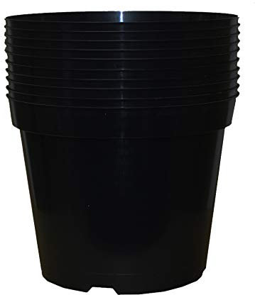 Muddy Hands Pack of 10 Black Plastic Plant Pots Outdoor Garden Round Nursery Herb Flower Planters (12 Litre)