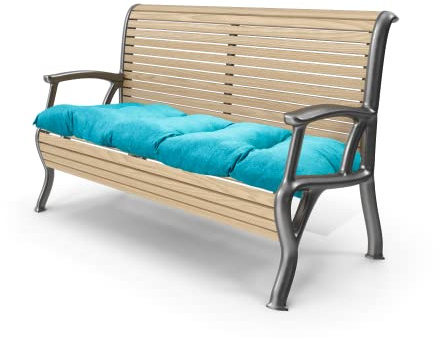 Grand Filippo Sitzkissen Bank 100 x 55 cm Azurblau - Wasserdicht Sitzkissen Garten Beständig Gegen Schimmel und Feuchtigkeit - Handgefertigt Sitzauflagen für Bänke mit Befestigungsschnüre