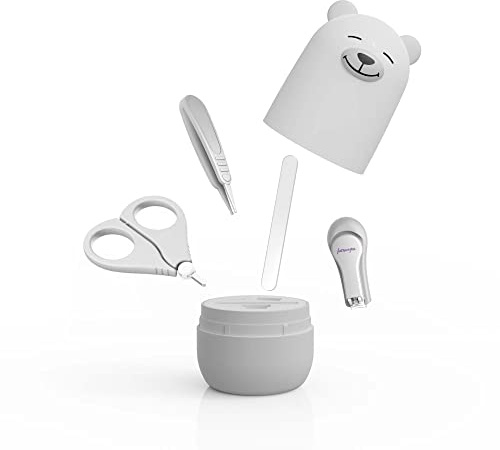Baby 4in1 vårdset för naglar och tånaglar med nagelsax，baby nagelklippare, sax, nagelfil och pincett | babymanikyrkit och pedikyrkit för nyfödda, spädbarn och småbarn