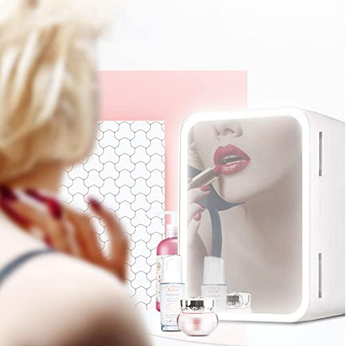 Mini réfrigérateur 8 litres Beauty Frigo, Miroir de Maquillage 2 en 1 avec lumière LED, Mini réfrigérateur Portable Compact pour Chambre, Bureau, Voiture, idéal pour Les Soins de l