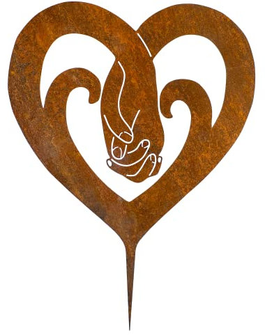 MM Steel Styles Edelrost Herz Gartenstecker-einfach einsteckbare Rostdeko aus hochwertigem Cortenstahl für Garten, Terrasse - Gartendeko rost