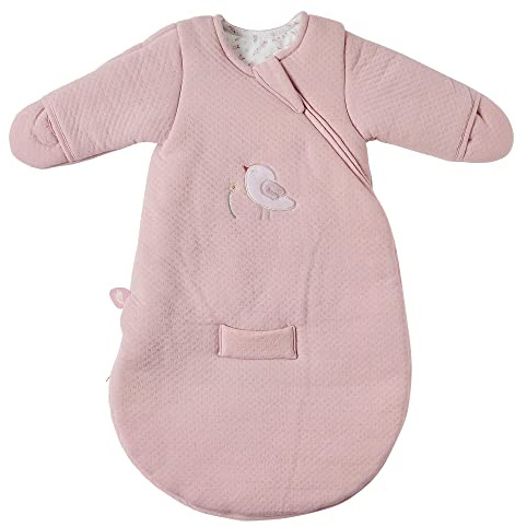 Nattou Babyschlafsack für Herbst und Winter aus Baumwolle, Mit Fäustlingen, TOG 2.5, Ca. 60 cm, 0-3 Monate, Alice und Pomme, Rosa