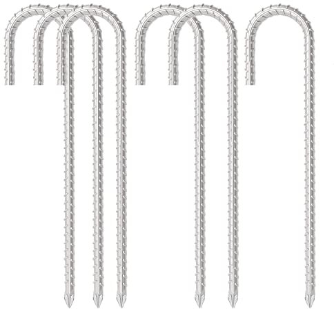 6Pcs Tent Pegs Metal, Galvanized Garden Ground Fence Stakes, Trampoline Pegs Heavy Duty, Marquee Pegs, Hook-Shaped Ground Hooks are used for Fixed Tents, Trampolines