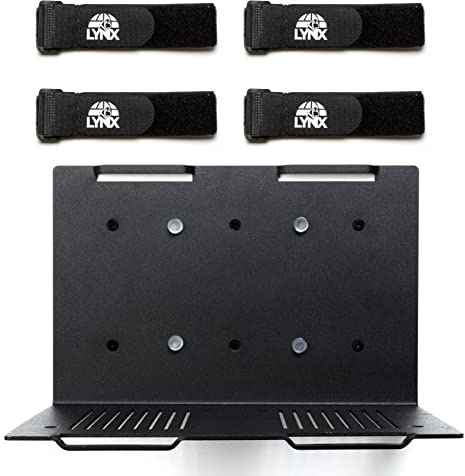GEOLYNX Wall Mount | Vented Computer UPS NAS Server Workstation Uninterruptible Power Supply Wall Bracket Kit with Hardware & Straps + 120mm Case Fan Attachment Points (Fans Not Included) (Medium)