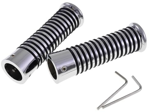 2EXTREME Lenkergriffe O-Ring Chrom 24/24mm kompatibel mit Vespa PX, PV, ET | UNI AUTO Griffe mit O-Ringen, Aluminium/Gummi, Chrom/Schwarz, Enden geschlossen; kompatibel mit Roller, Motorrad, Mofa