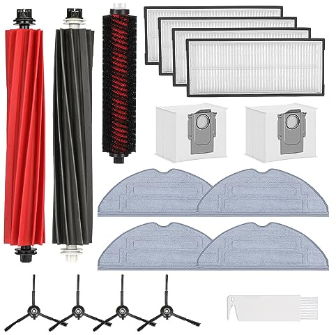 17 Stück S8 Pro Ultra Zubehör für Roborock S8 Pro Ultra Staubsauger | 2*Hauptbürste (DuoRoller Bürste),1*Reinigungsbürste, 4*Wischtücher ,4*HEPA Filters, 4*Seitenbürsten, 2*Staubbeutel