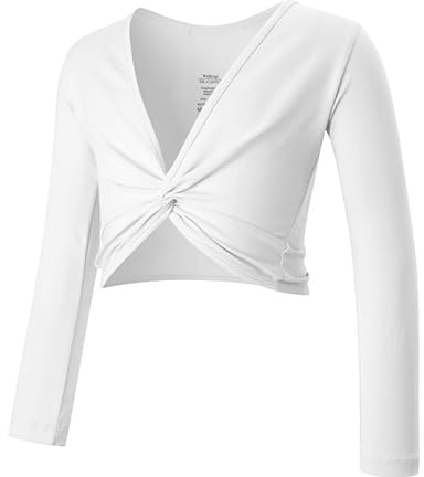 HEARTTOUCH Mädchen Ballett Wickeljacke Langarm Ballettjacke Tanz Oberteile Baumwolle Strickjacke Pullover Top Ballettkleidung