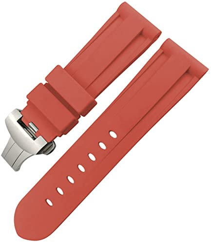 PURYN Correa de reloj de goma con cierre de mariposa de 24 mm y 26 mm para Panerai LUMINOR sumergible colorida correa de reloj deportivo de silicona, 26mm, Agate
