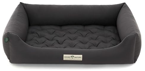HOUND & NATURE | Orthopädisches Hundebett Zermatt, Hundekorb für Größere Hunde mit hohem Rand, Kuscheliges Hundesofa mit Hundekissen waschbar (L - 105x75 cm, Grau)