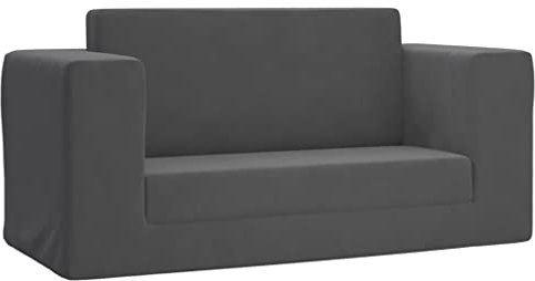 vidaXL Kinder Schlafsofa 2-Sitzer, 2-in-1 Kindersofa mit Schlaffunktion, Kindersessel Sofa Abnehmbarer Bezug, Kindercouch Couch Kindermöbel, Anthrazit Weicher Plüsch