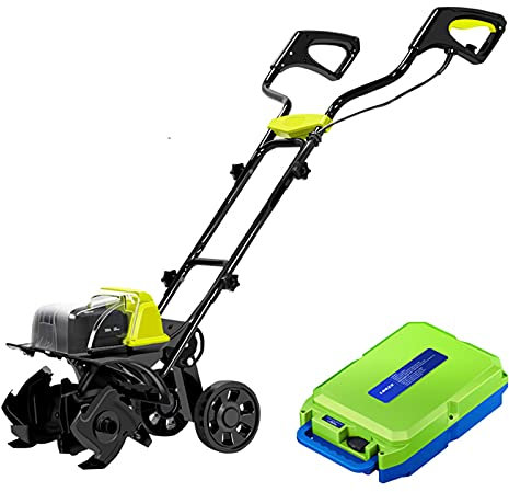 Coltivatore da Giardino Elettrico, sarchiatore/coltivatore Elettrico a Batteria, Larghezza di Lavorazione 36 cm, profondità di Lavorazione 18 cm, Design a Doppio Interruttore (con Batteria)