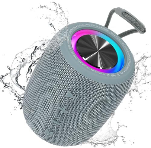 Cassa Bluetooth Portatile, Altoparlante Bluetooth 5.3 Bassi Speaker con Luce LED Colorata, 16 Ore di Riproduzione Impermeabile IPX6 SupportaTF, FM, USB, AUX per Casa, Ciclismo, Esterno, Doccia