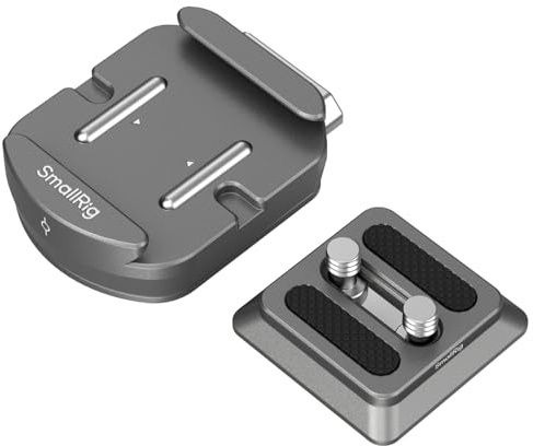 SMALLRIG Schnellwechsel-Montageplatte für Arca-Swiss, QR-Slide-Kamera-Montageplatte für Arca mit Zwei 1/4-20-Schrauben, Silikonpad und 1/4-20-Gewindeloch für MFT-Platte oder Stativ - 4486