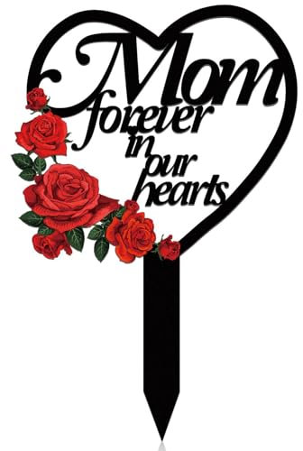 Marcatori commemorativi per tomba a forma di cuore e fiore, placca commemorativa, decorazione per cimitero, decorazione per cimitero, giardino, palo, rosa, metallo, simpatia, palo, decorazione per