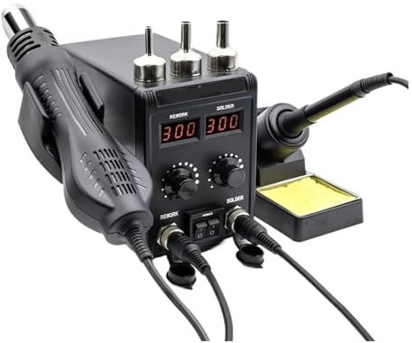 Soldering Station 2 IN 1 750W Hot Air Gun LCD Dual Digital Display Electric Soldering Iron SMD Welding Rework Station(KIT1)