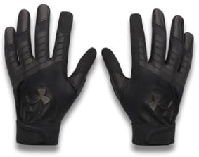 Under Armour Boys' Youth Clean Up Baseball Gloves, 001 BLACK/SILVER, YLG