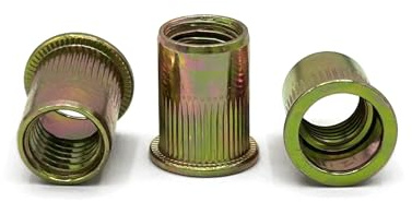 NOLDAR | Tuercas remachables en acero al carbono zincado amarillo. Remaches roscados para M10. Medida 17 x 21 mm. (100 unidades)