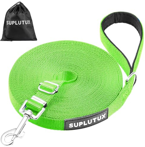 Schleppleine für Hunde, Laufleine für Hunde – Verstellbare Hundeleine mit Gepolstertem Griff inkl. Aufbewahrungstasche, Ideal für Training, Spaziergänge und Outdoor (Grün, 30m/98ft)