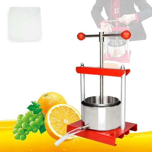 HOTAPEPU Prensa de Sidra de Vino de Frutas, trituradora de Jugo de UVA, exprimidor Manual for UVA, Verduras, Jugo casero, Queso, tintura de Hierbas, Aceite de Oliva, fabricación de Miel(3L)