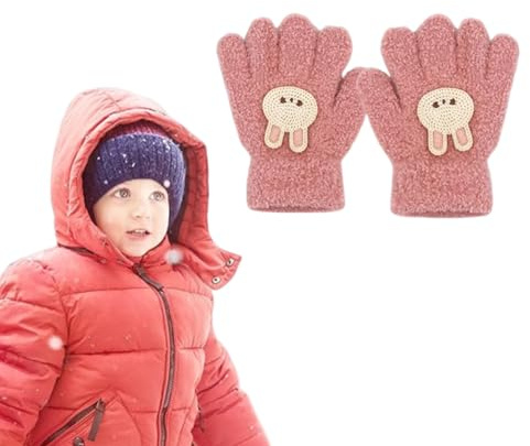dinghaole Moufles d'hiver pour Bébé, Gants Hiver pour Enfant, Plein air Mignon Moufle Animal, Gants Chaud Plein-doigts Tricotés Gants Adorable Thermique Gamins pour Garçon Fille 1-3 Ans