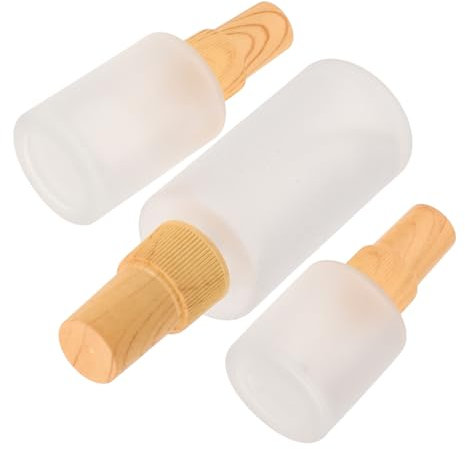 FRCOLOR 3stücke Milchglas-sprühflasche Mit Bambusdeckel Leere Reise-sprühflaschen Nachfüllbar Für Kosmetik Und Ätherische Öle Fassungsvermögen