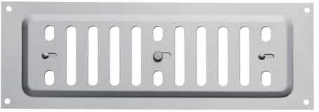 SOTECH Edelstahl SS304 Lüftungsgitter verschließbar 260 x 90 mm | Abluftgitter mit ovaler Schlitzlochung zum Aufschrauben mit Schiebeverschluss