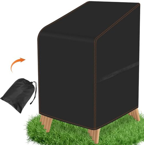 Housse de chaise de jardin en tissu Oxford 210D imperméable résistant à l'hiver pour chaise empilable avec cordon de serrage, coupe-vent, anti-déchirure, 64 x 64 x 120 cm