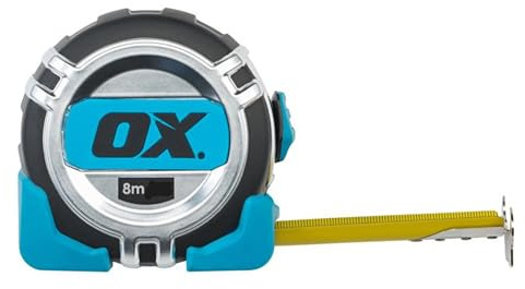 OX Pro - Cinta métrica de doble bloqueo, métrica, 8 m