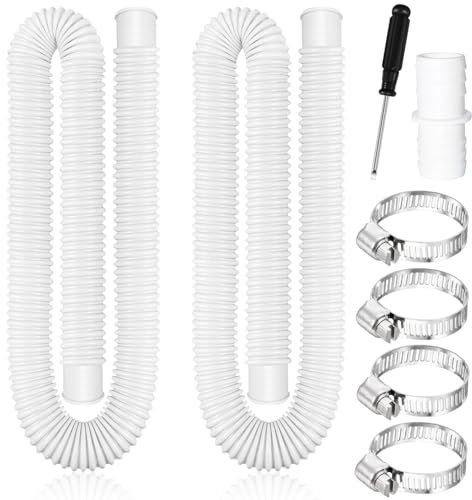 2 Pezzi Tubo per Filtro per Piscina,150cm Tubo Flessibile per Piscine con 4 Morsetti In Metallo