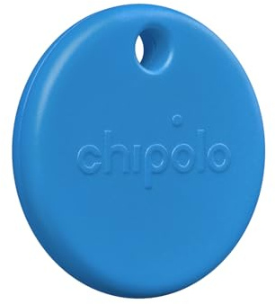 Chipolo POP - Rastreador Bluetooth Colorido con Alerta de Fuera de Alcance y función de Llamada, Funciona con Find Hub en Google o Apple Find My - Azul