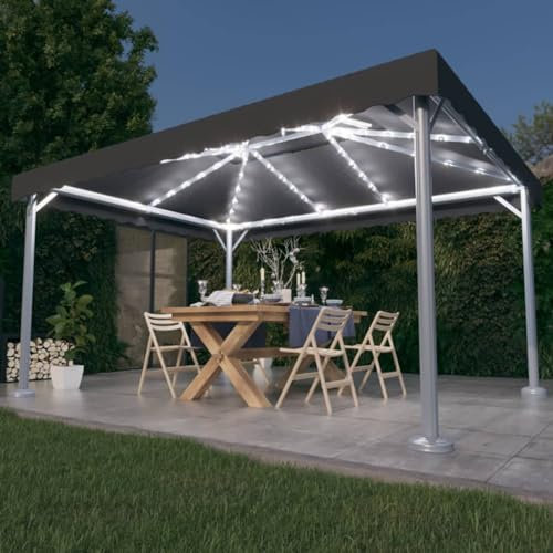 Xichuzi Pavillon, Faltpavillon, Pergola, Partyzelt, Standmarkise, Sonnenzelt, Garten Pavillion, Grillpavillon, 400x300 cm Anthrazit Aluminium