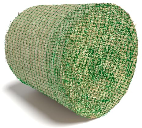 Heunetz für Rundballen,5x5ft Maschenweite 4.5x4.5cm Engmaschiges Futternetz für Pferde,Heunetz zur Artgerechten Fütterung,Rundballennetz für Heuraufe geeignet,Verlängerung der Fresszeiten (Grün)