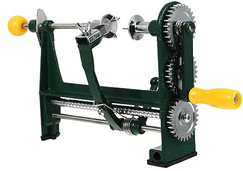 INOOMP Pelador Tres en Uno de Aluminio Negro para Naranjas y Cítricos | Pelador Automático de Patatas, Bordes Serrados, Sujeción a Mesa, Corte Rápido