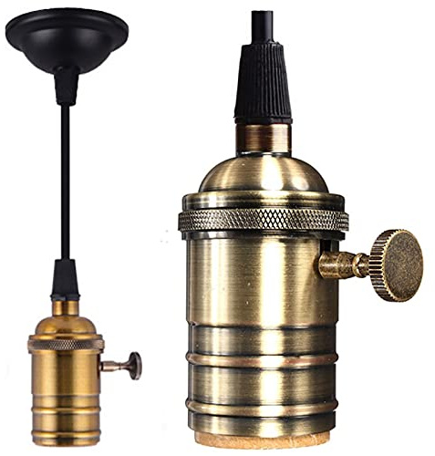 Uadme Retro-Lampenfassung E26/E27 Antike Lampenfassung Mit Ein/Aus Schalter Pendelleuchte Fassung FüR Edison-SchraubglüHbirne, Diy Wand Tisch Deckenlampe
