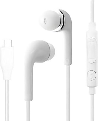 London Express Auricolari con cavo USB C con microfono e controllo del volume, cuffie in-ear con isolamento acustico di tipo C, compatibili con Samsung Galaxy S25, S24, S23 Plus Ultra | iPhone 15, 16