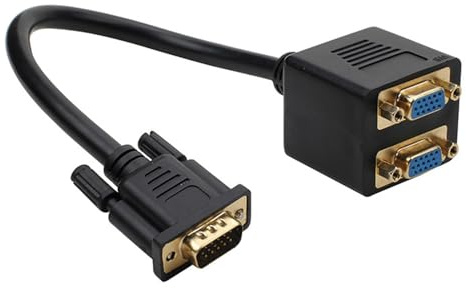 Zkydhbd Divisor VGA a VGA a doble monitor divisor 1080P convertidor de vídeo Plug And Play cable de 25 cm para pantalla de ordenador