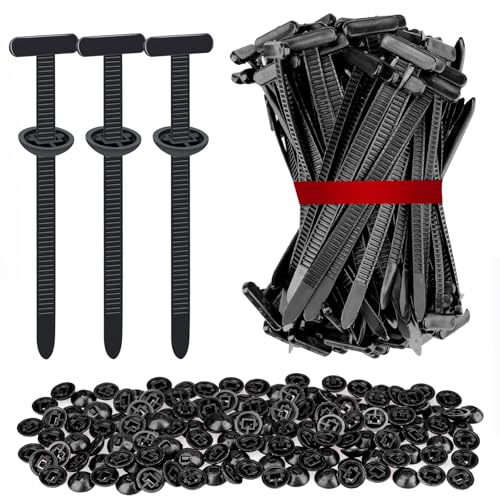 150Pcs Electrical Cable Ties,Nylon Universal Cable Tie Buckle,Heavy Duty Plastic Rivet T Zip Ties Style, Grip Auto Zip Tie Buckles for Car Daily Repair Bumper Clips