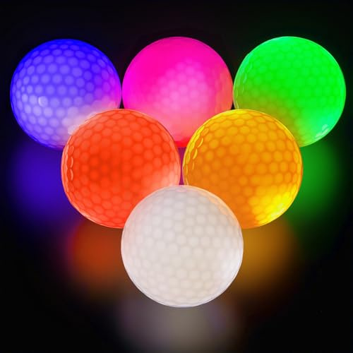 flintronic Novelty Fun Golf Balls Packs, 6 Palline da Golf a LED, Palline da Golfs Luminose, Regalo di Natale per Golfisti Appassionati di Golfs Amici Familiari