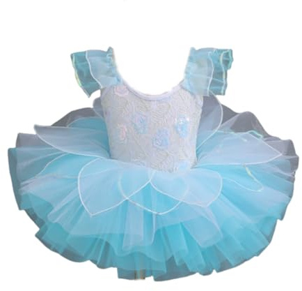 Flickor Dans Tutu Klänning Barn Ballroom Kläder Leotard Vestidos Tutu Barn Balett Kjol Danstävlingskostym,1 blue,100