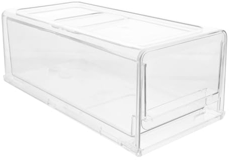 SEWACC Caja de Almacenamiento Tipo Cajón para Refrigerador, Mediana, Plástico Transparente, Organizador Extraíble para Congelador y Cocina, Soporte para Frutas y Alimentos, Orden