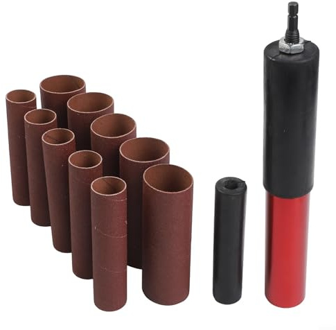 Solaughguy Tamburo abrasivo in gomma manuale per trapano, adattatore per levigatrice mandrino con 2 misure (4-1/2 x 1-1/2 e 4-1/2 x 1), manicotti abrasivi in ossido di alluminio per